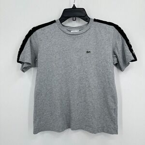 Lacoste T-Shirt Kids Size 12 Gray Logo Back To School Basic Designer Luxury